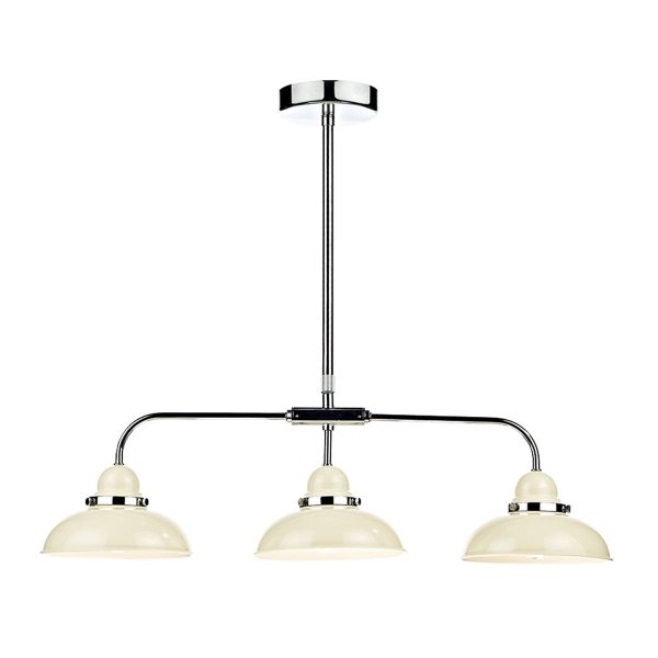 Dynamo 3 Light Bar Pendant Cream and Polished Chrome - Image 4