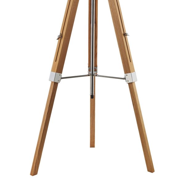 Easel Tripod Floor Lamp Light Wood Polished Chrome With Shade - Image 2