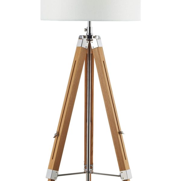 Easel Tripod Floor Lamp Light Wood Polished Chrome With Shade - Image 3