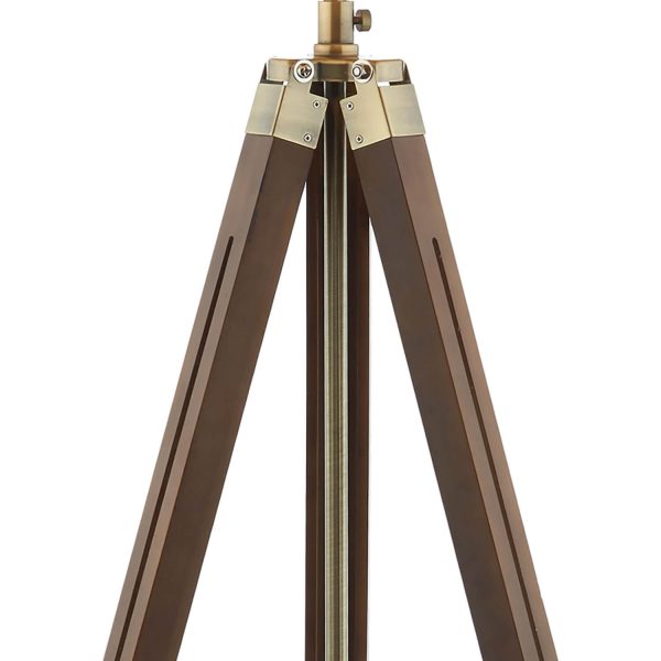 Easel Tripod Floor Lamp Dark Wood Antique Brass With Shade - Image 2