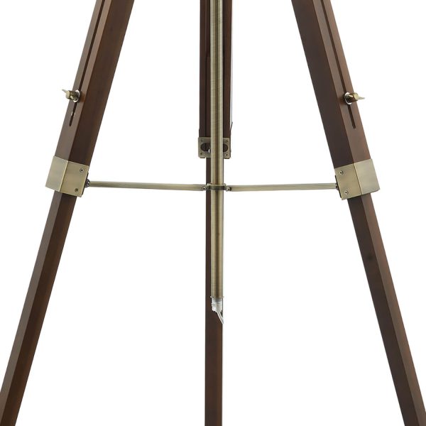 Easel Tripod Floor Lamp Dark Wood Antique Brass With Shade - Image 3