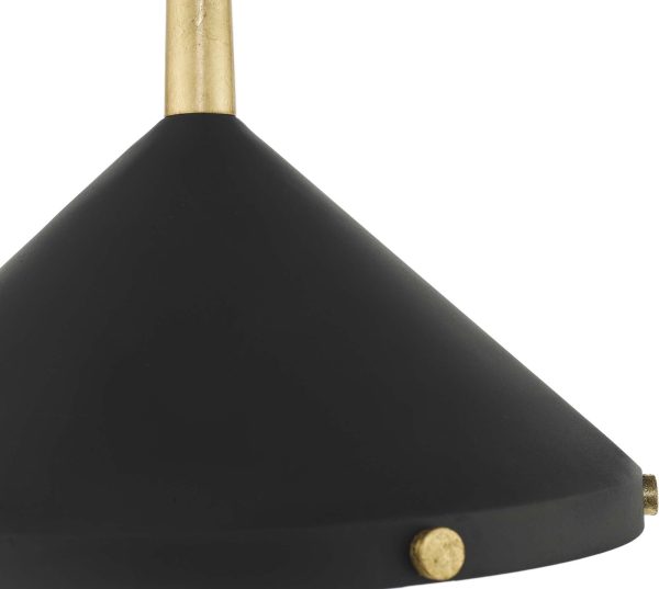 Edena 1 Light Pendant Matt Black And Gold Leaf - Image 4