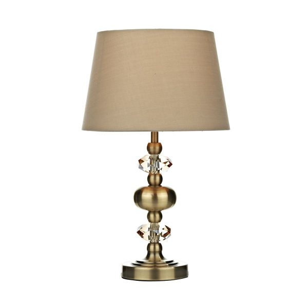 Edith Touch Table Lamp Antique Brass complete with Shade - Image 4