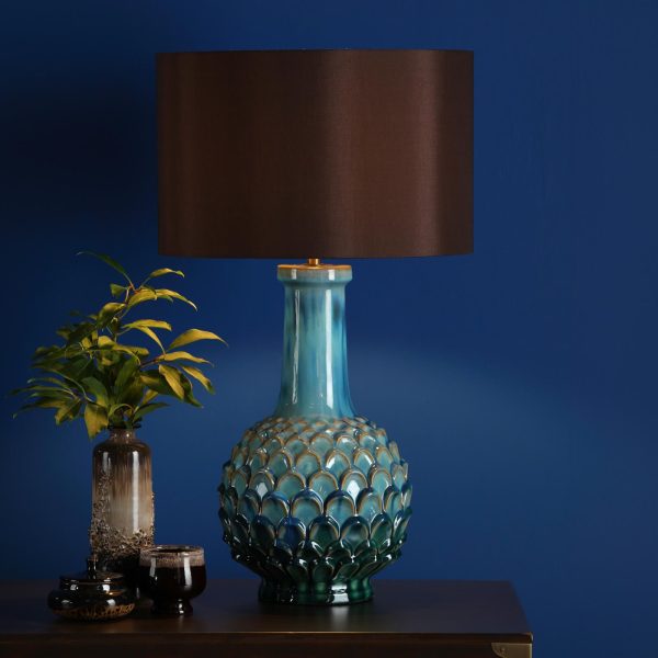 Edlyn Table Lamp Blue Reactive Glaze With Shade - Image 3