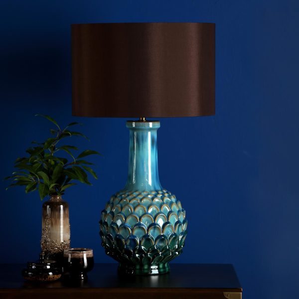 Edlyn Table Lamp Blue Reactive Glaze With Shade - Image 4