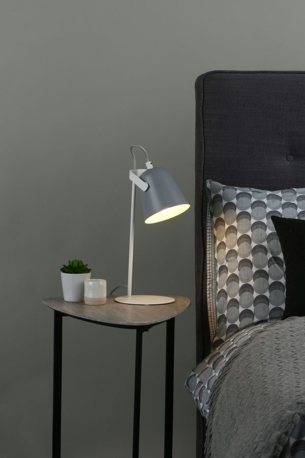 Effie Table Lamp Soft Matt Grey and White - Image 4