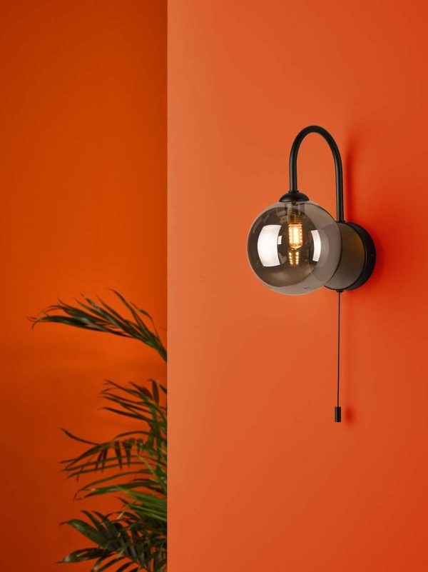 Eissa Wall Light Matt Black Smoked Glass - Image 4