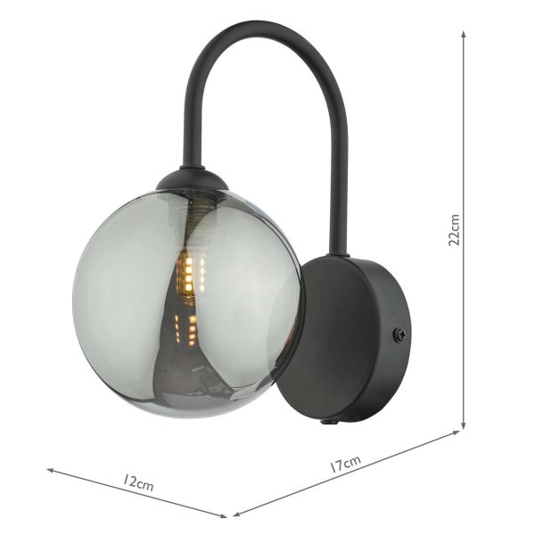 Eissa Wall Light Matt Black Smoked Glass - Image 5