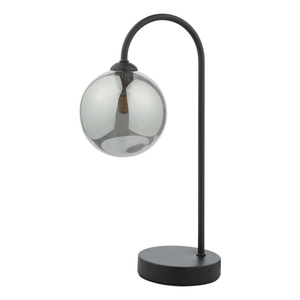 Eissa 1 Light Touch Table Lamp Matt Black Smoked Glass - Image 2