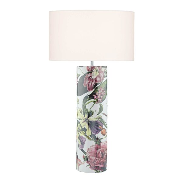 Elana Table Lamp Tropical Print Ceramic With Shade