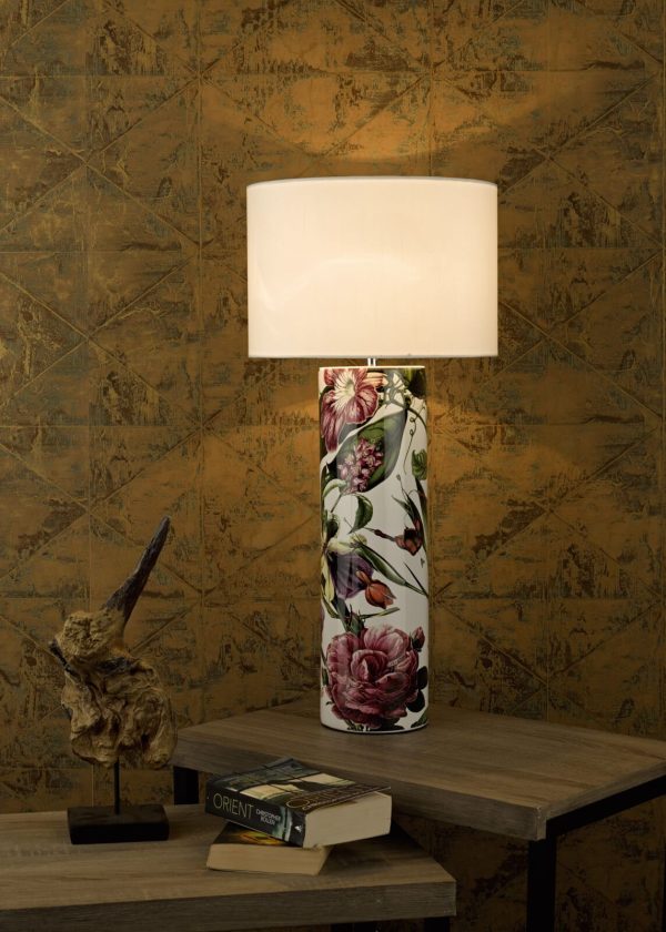 Elana Table Lamp Tropical Print Ceramic With Shade - Image 4