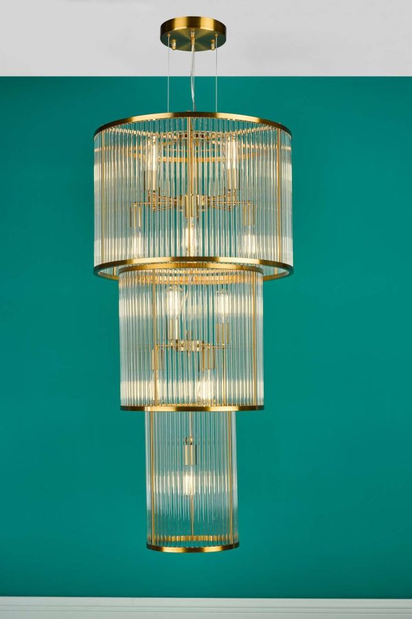 Eleanor 15 Light Chandelier Natural Brass Glass - Image 10