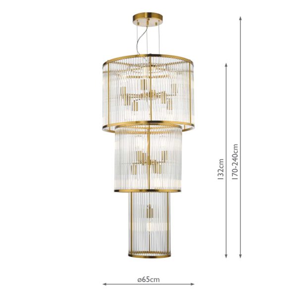 Eleanor 15 Light Chandelier Natural Brass Glass - Image 11