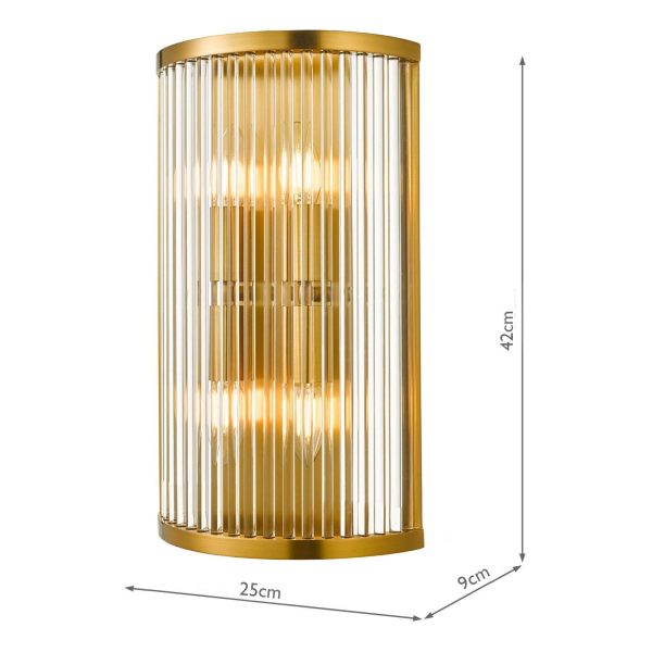 Eleanor 4 Light Wall Light Natural Brass Glass - Image 7