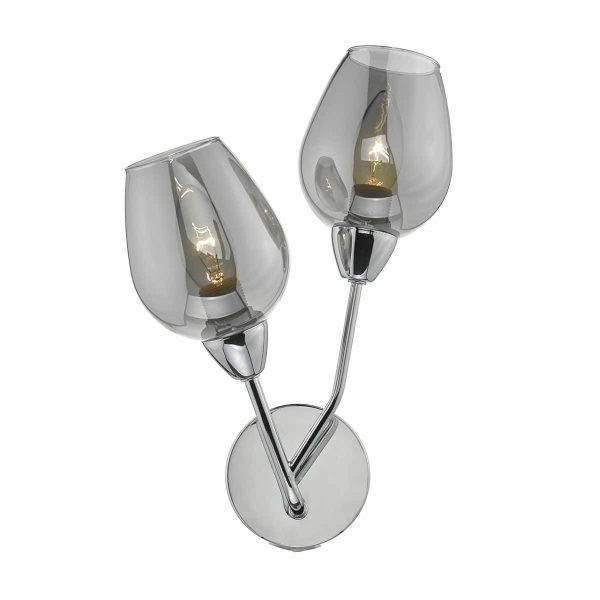 Eloise 2lt Wall Light Polished Chrome & Glass - Image 3