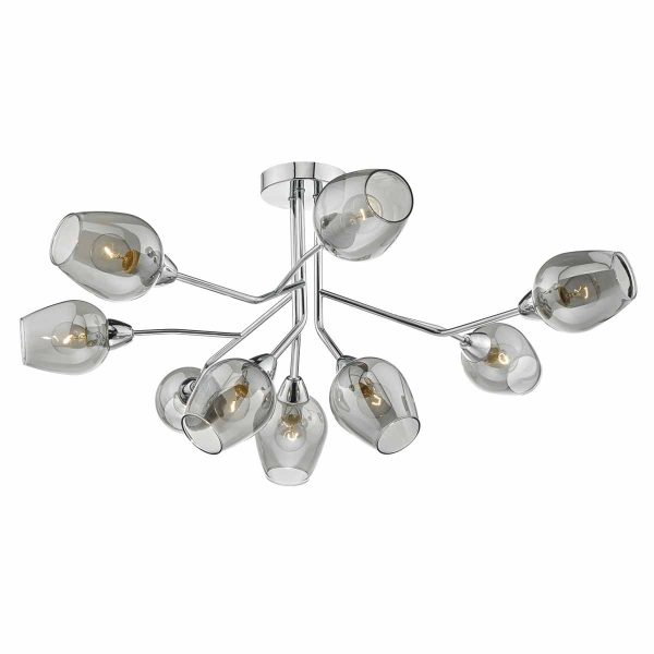 Eloise 9lt Semi Flush Polished Chrome & Glass - Image 5