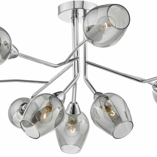 Eloise 9lt Semi Flush Polished Chrome & Glass - Image 4