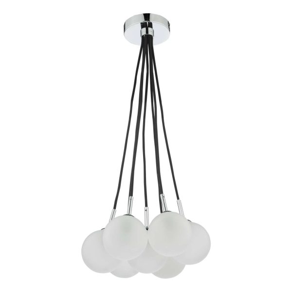 Elpis 7 Light Cluster Pendant Polished Chrome Opal Glass - Image 2