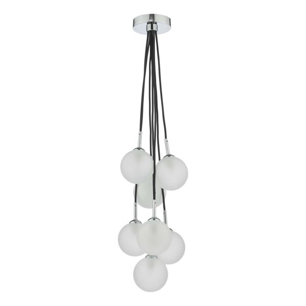 Elpis 7 Light Cluster Pendant Polished Chrome Opal Glass - Image 5