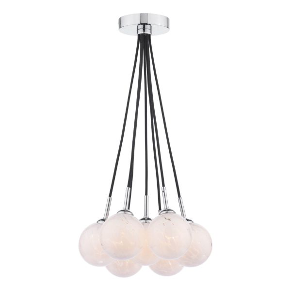 Elpis 7 Light Cluster Pendant Polished Chrome & Confetti Glass