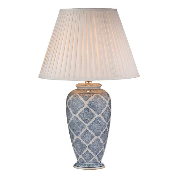 Ely Table Lamp Blue/White With Shade