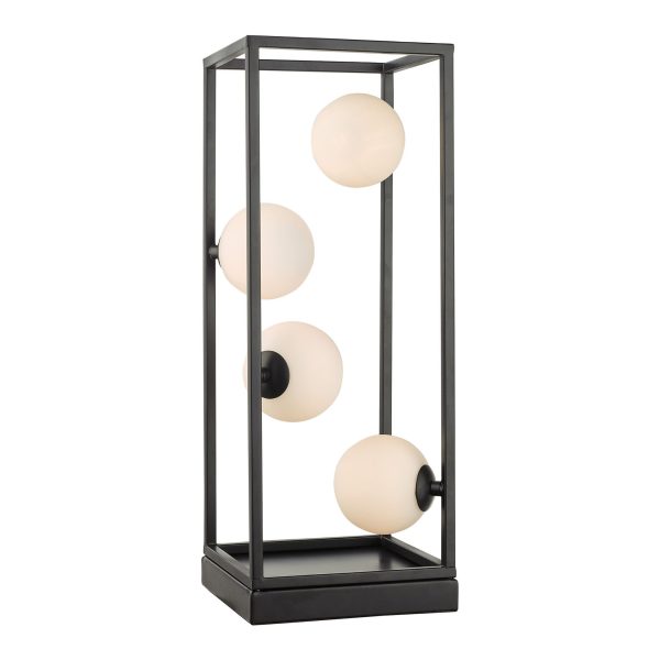 Ensio 4lt Table Lamp Matt Black & Opal Glass