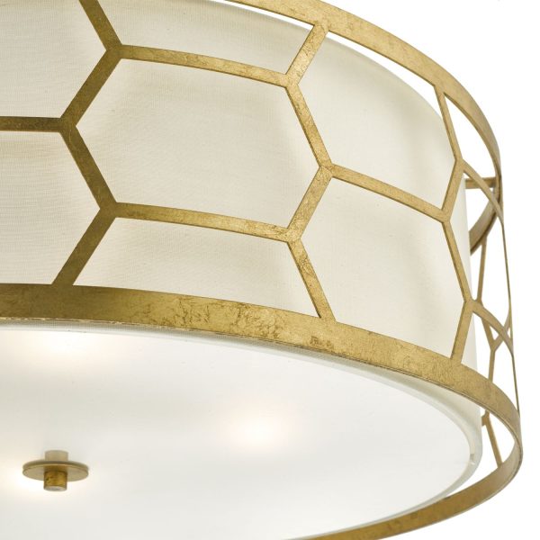 Epstein 4lt Pendant Gold With Ivory Shade & Frosted Glass Diffuser - Image 3