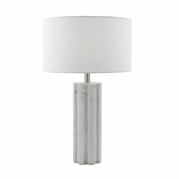 Erebus Table Lamp Stone c/w White Linen Shade - Image 3