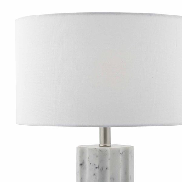 Erebus Table Lamp Stone c/w White Linen Shade