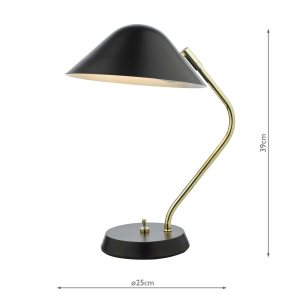 Erna Task Table Lamp Polished Brass Satin Black - Image 8