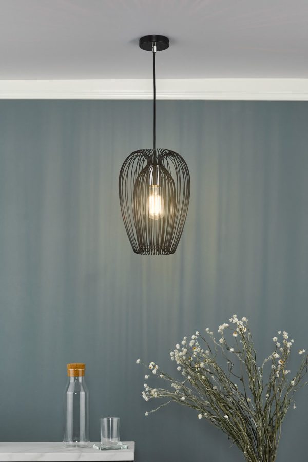 Ero 1 Light Single Pendant Black And Chrome - Image 5