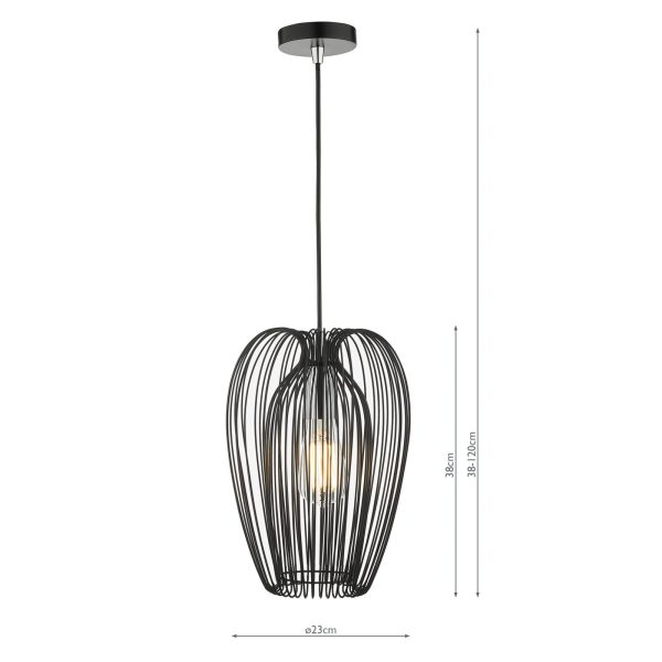 Ero 1 Light Single Pendant Black And Chrome - Image 6