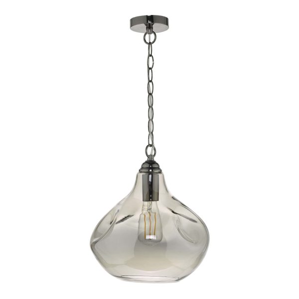 Esarosa 1 Light Pendant Black Chrome And Smoked Glass - Image 2