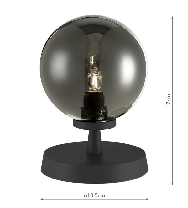 Esben Touch Table Lamp Matt Black With Smoked Glass - Image 2