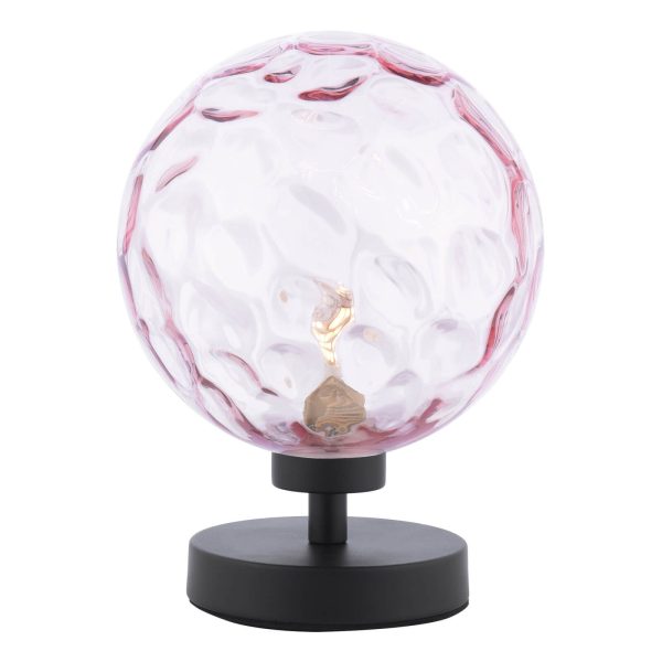 Esben Table Lamp Matt Black Pink Dimpled Glass