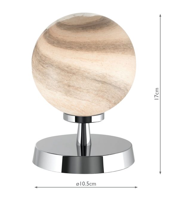 Esben Touch Table Lamp Polished Chrome With Planet Glass - Image 2