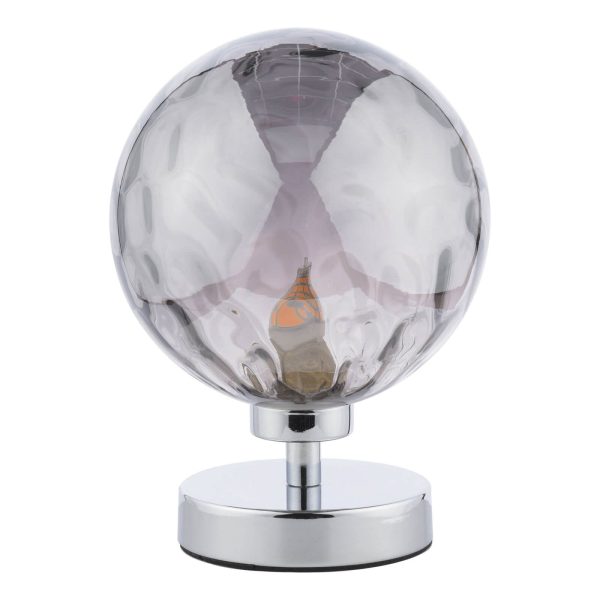 Esben Table Lamp Polished Chrome Smoked Dimpled Glass - Image 2