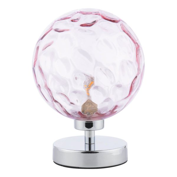 Esben Table Lamp Polished Chrome Pink Dimpled Glass - Image 2