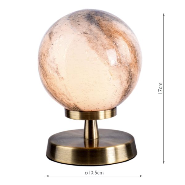 Esben Touch Table Lamp Antique Brass With Planet Glass - Image 2