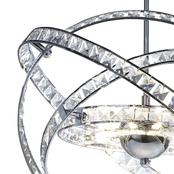 Eternity 10 Light Pendant Faceted Crystal and Polished Chrome - Image 3