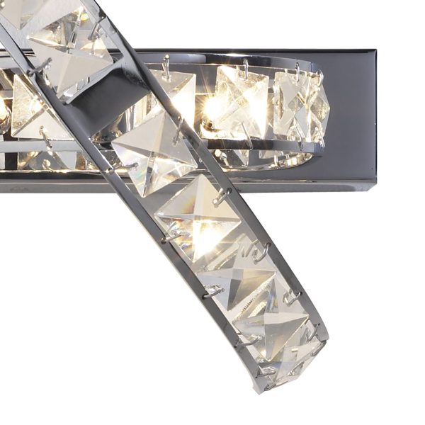 Eternity 3 Light Wall Bracket Clear Faceted Crystal and Polished Chrome