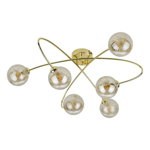 Etta 6 Light Semi Flush Polished Gold Champagne Glass - Image 2