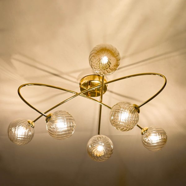 Etta 6 Light Semi Flush Polished Gold Champagne Glass - Image 5