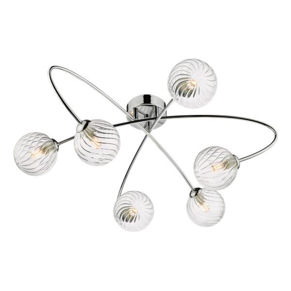 Etta 6 Light Semi Flush Polished Chrome Clear Glass