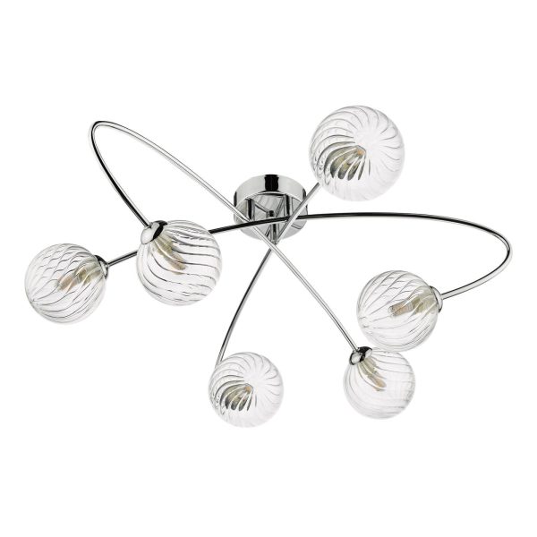 Etta 6 Light Semi Flush Polished Chrome Clear Glass - Image 2