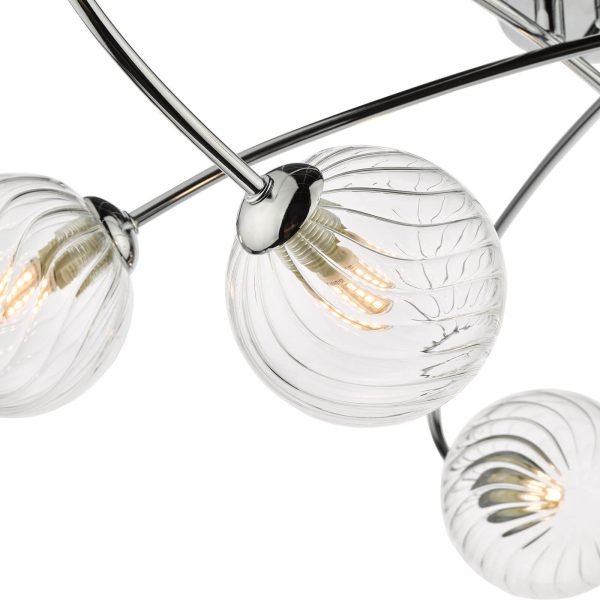 Etta 6 Light Semi Flush Polished Chrome Clear Glass - Image 3