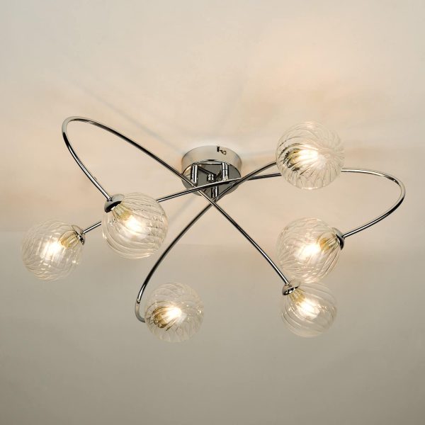 Etta 6 Light Semi Flush Polished Chrome Clear Glass - Image 4