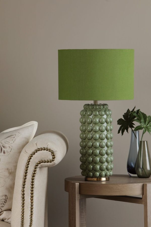 Etzel Table Lamp Green Antique Brass With Shade - Image 5