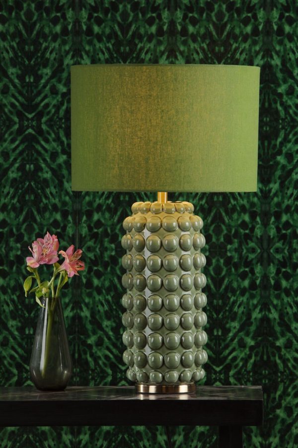 Etzel Table Lamp Green Antique Brass With Shade - Image 6