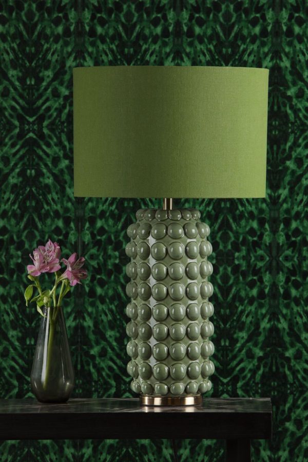 Etzel Table Lamp Green Antique Brass With Shade - Image 7